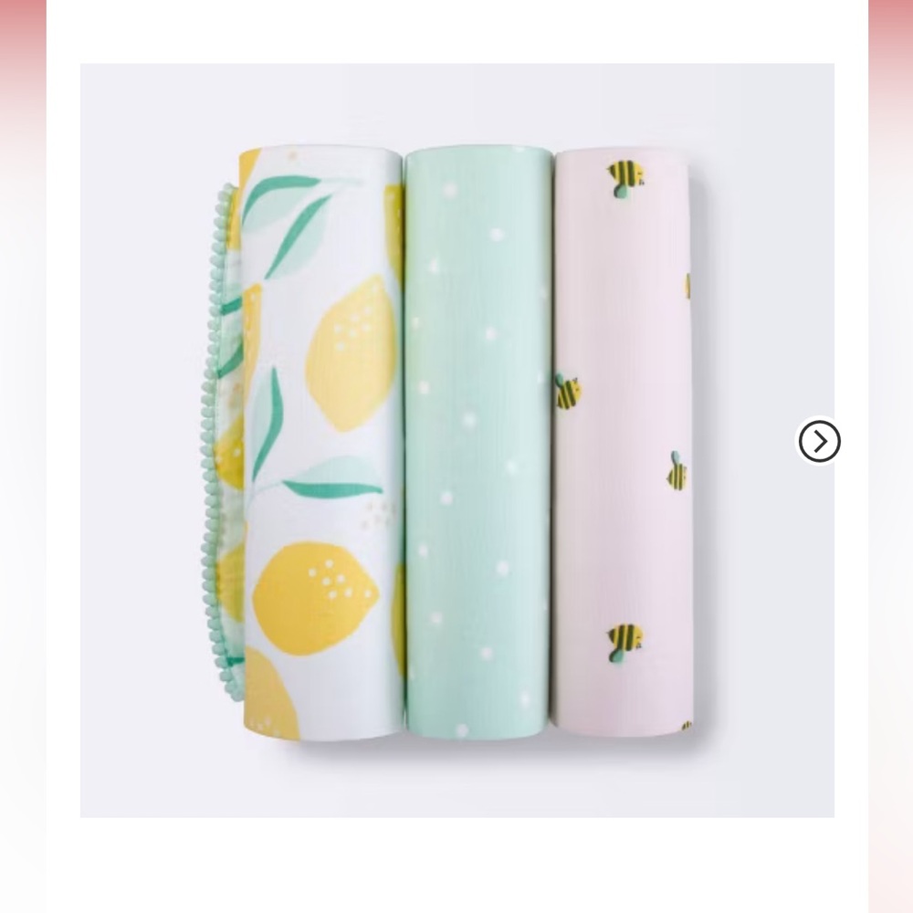 Muslin Swaddle Blanket Honeybee 3pk - Cloud Island™ Pink/Yellow